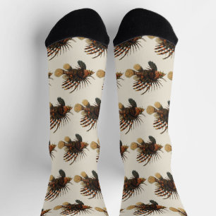 Calcetines Pez León, Vida Marina Oceánica Animal Vintage