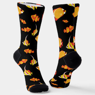 Calcetines Pez Tropical Nadando Patrón Colorido
