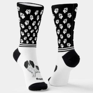 Calcetines Phalène Negro Y Blanco Con Nombre De Mascota Perso