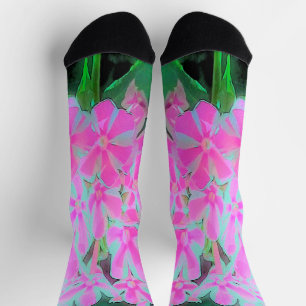 Calcetines Phlox Jardín de menta blanca y rosa caliente