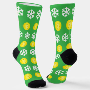 Calcetines Pickleball de Navidad y copos de nieve divertido d