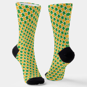 Calcetines Piezas en el amor, zócalos verdes y amarillos
