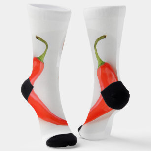 Calcetines Pimienta caliente Corazón rojo blanco
