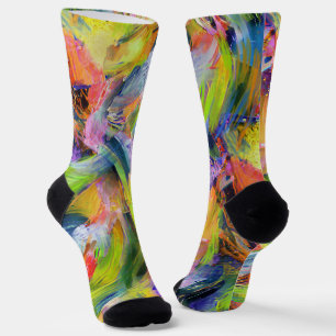 Calcetines Pinceles de colores en la autopista de color amari