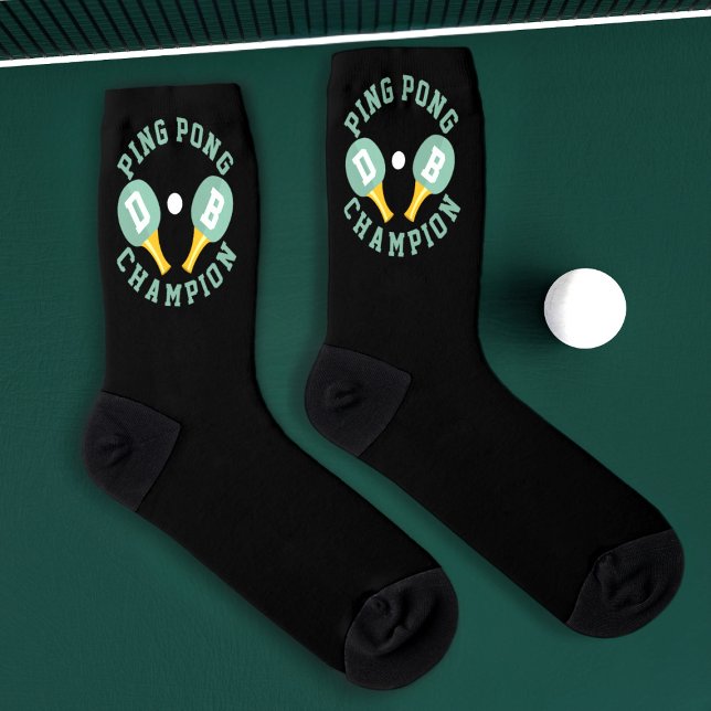 Calcetines Ping Pong Campeón Monograma Mesa Tenis (Socks for the Ping Pong Champion in your life. Just add their initials)