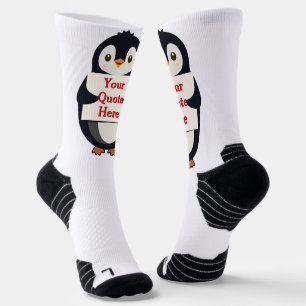 Calcetines Pingüino feliz sosteniendo un cartel para personal