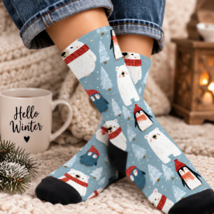 Calcetines Pinguino lindo y oso polar Navidad