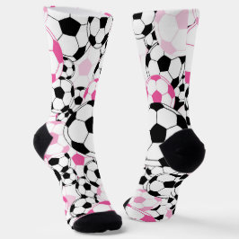 Calcetines Pink and Black Soccer Ball Print Football Fan