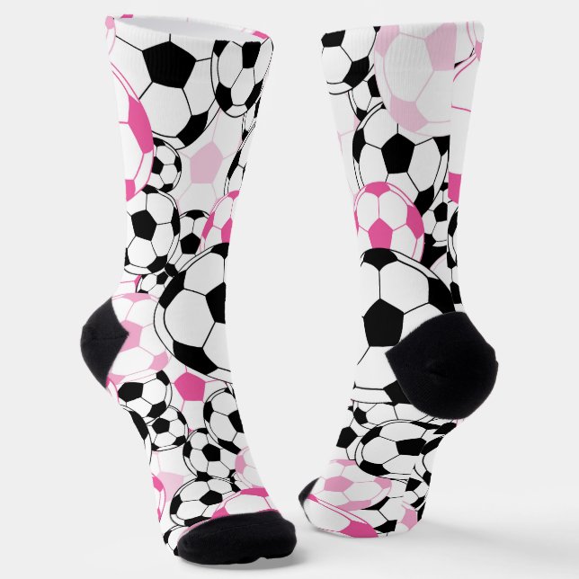 Calcetines Pink and Black Soccer Ball Print Football Fan (Angular)