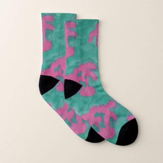 Calcetines Pink and Green Palm Trees Print Socks (Par)