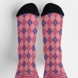 Calcetines Pink Argyle - Cómodo Knit look Print - añadir nomb