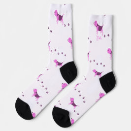 CALCETINES PINK BEAGLE DOG ART PUPPY PAW IMPRESIONES NOMBRE B