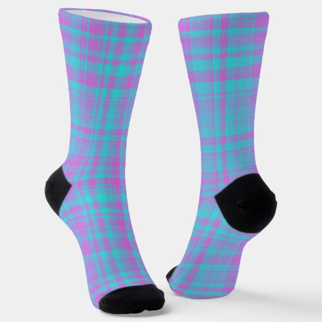 Calcetines Pink Blue Purple Plaid Pattern (Angular)