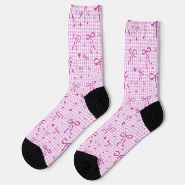 Calcetines Pink Bow Gingham Socks (Izquierda)