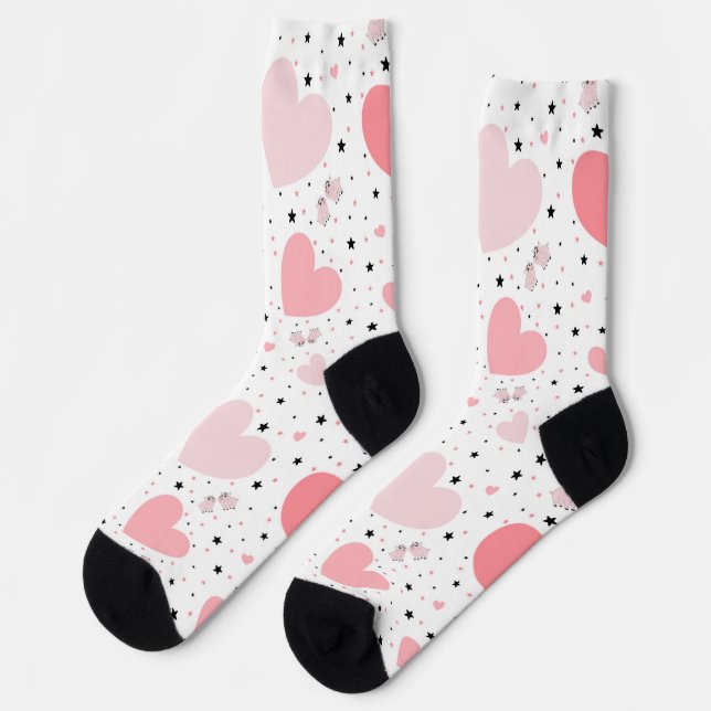 Calcetines Pink hearts and piggy (Izquierda)