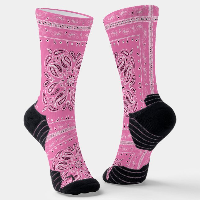 Calcetines Pink Paisley Bandana Print (Angular)