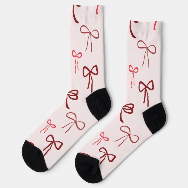 Calcetines Pink Red Bow Christmas Socks (Izquierda)