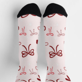 Calcetines Pink Red Bow Christmas Socks