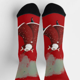 Calcetines Pino moderno de Navidad en acuarela colorido