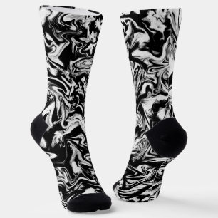 Calcetines Pintura abstracta moderna en blanco y negro con fo