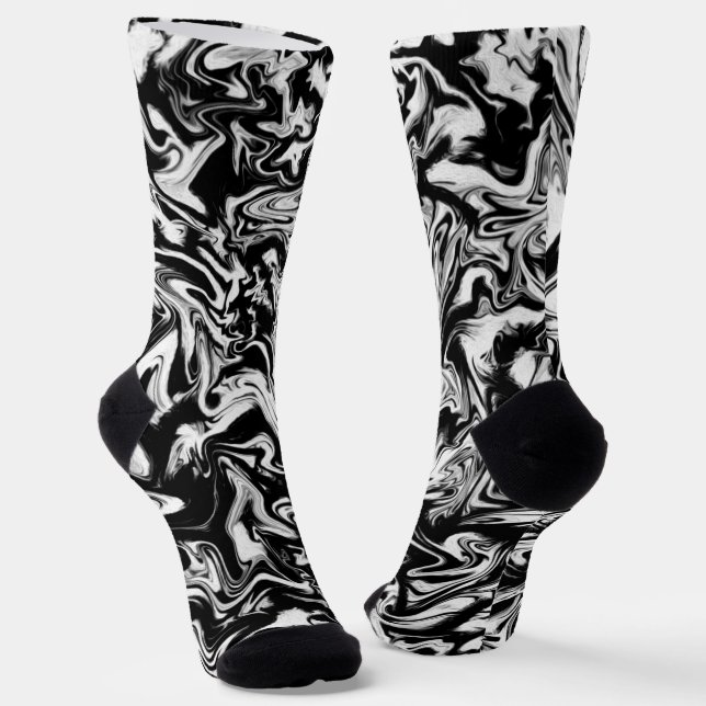 Calcetines Pintura abstracta moderna en blanco y negro con fo (Angular)