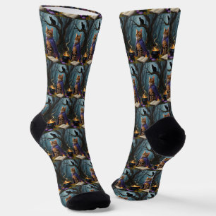 Calcetines Pintura caprichosa de gato Bengalí para Halloween 