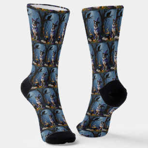 Calcetines Pintura caprichosa de Halloween de pastor australi