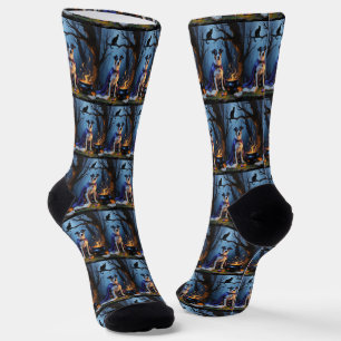 Calcetines Pintura caprichosa de Halloween de perro Blue Heel