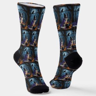 Calcetines Pintura caprichosa de Halloween de perro Border Co