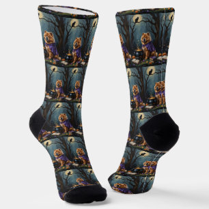 Calcetines Pintura caprichosa de Halloween de perro Chow Chow