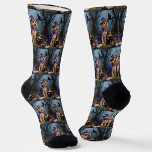 Calcetines Pintura caprichosa de Halloween de perro Cockapoo