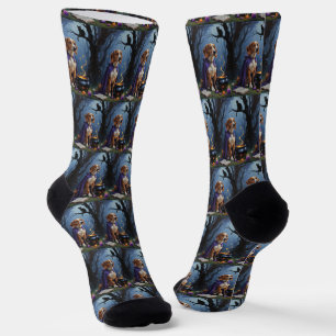Calcetines Pintura caprichosa de Halloween de perro galgo afg
