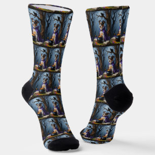 Calcetines Pintura caprichosa de Halloween de Terrier Austral