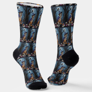 Calcetines Pintura caprichosa de Halloween del pastor de Anat