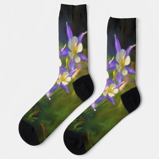 Calcetines Pintura Colorado Blue Columbine - Arte Original (Izquierda)