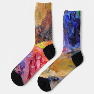 Calcetines Pintura colorida de la paleta del pintor artista
