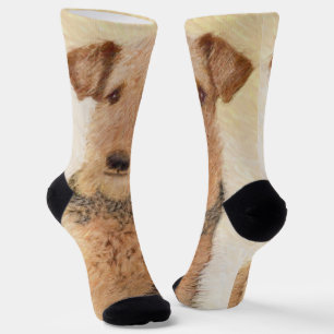 Calcetines Pintura de Airedale Terrier - Arte original y boni