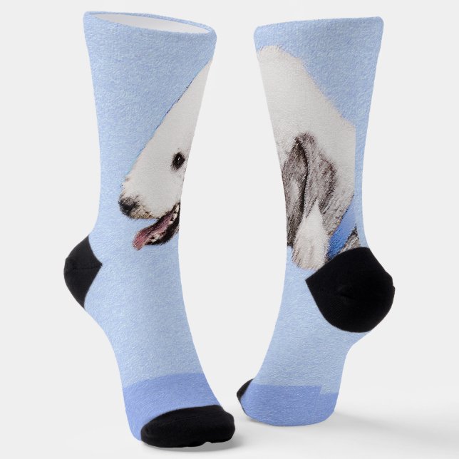 Calcetines Pintura de Bedlington Terrier - Original Perro Art (Angular)