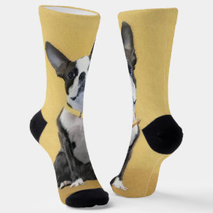Calcetines Pintura de Boston Terrier - Arte de Perro Original