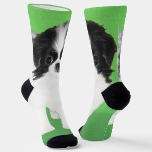 Calcetines Pintura de cachorro de Chin Japonés - Arte de perr