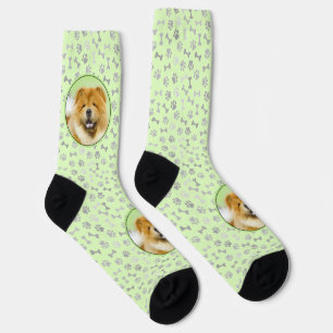Calcetines Pintura de Chow Chow - Arte Original de Perro Ador