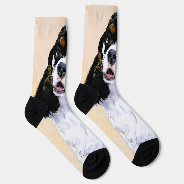 Calcetines Pintura de Cocker Spaniel (Parti) - Arte Perro Ori (Derecha)