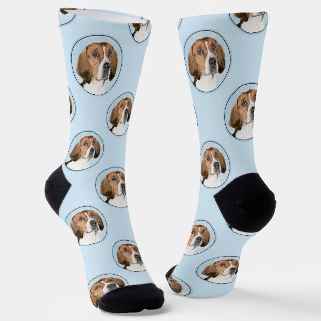 Calcetines Pintura de Foxhound inglesa adorable arte original (Angular)