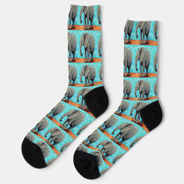 Calcetines Pintura de gran elefante bebé  (Izquierda)