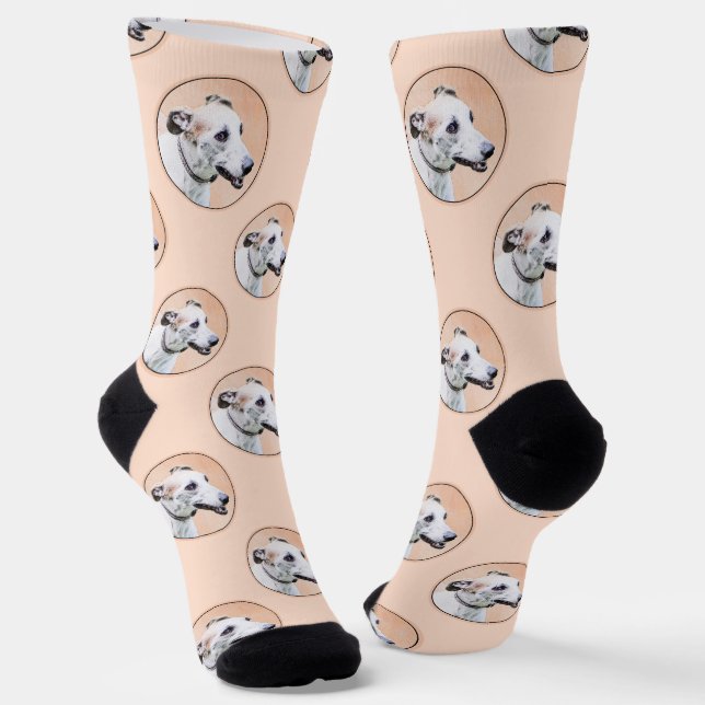 Calcetines Pintura de Greyhound Cute Rojo Blanco Original Per (Angular)