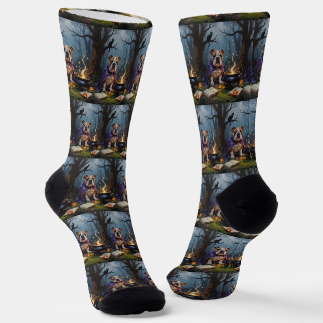 Calcetines Pintura de Halloween bulldog (Angular)