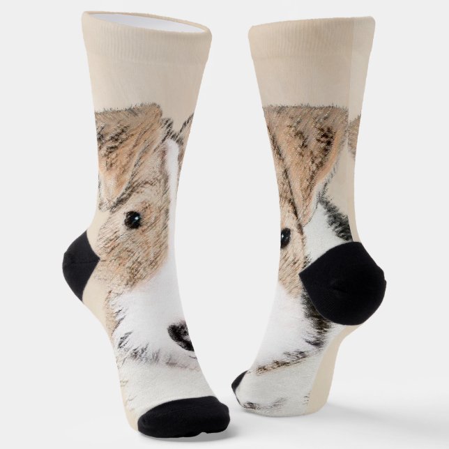 Calcetines Pintura de hilo Fox Terrier - Arte de Perro Origin (Angular)