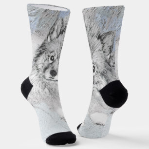 Calcetines Pintura de Keeshond Beth - Arte de Perro Original.