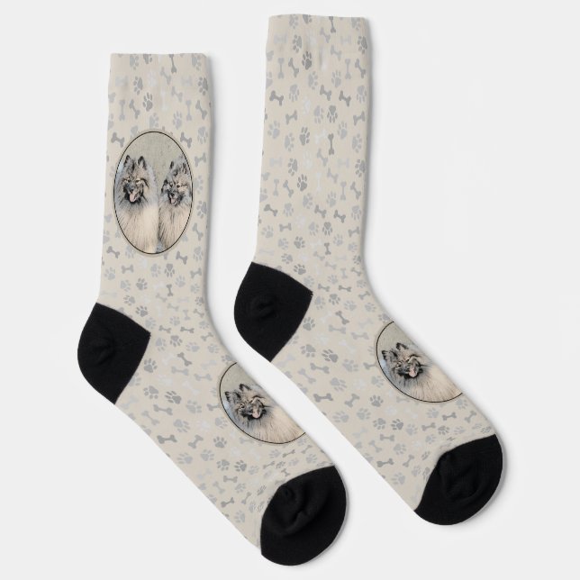Calcetines Pintura de Keeshond Brothers - Arte Perro Original (Derecha)