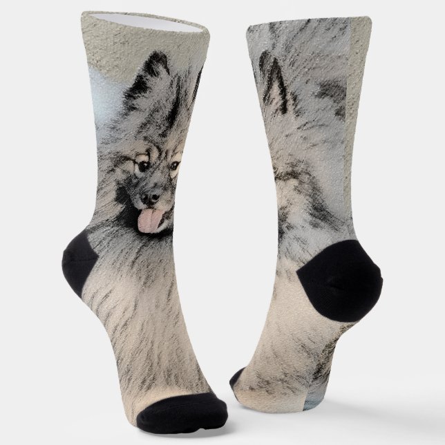 Calcetines Pintura de Keeshond Brothers - Arte Perro Original (Angular)